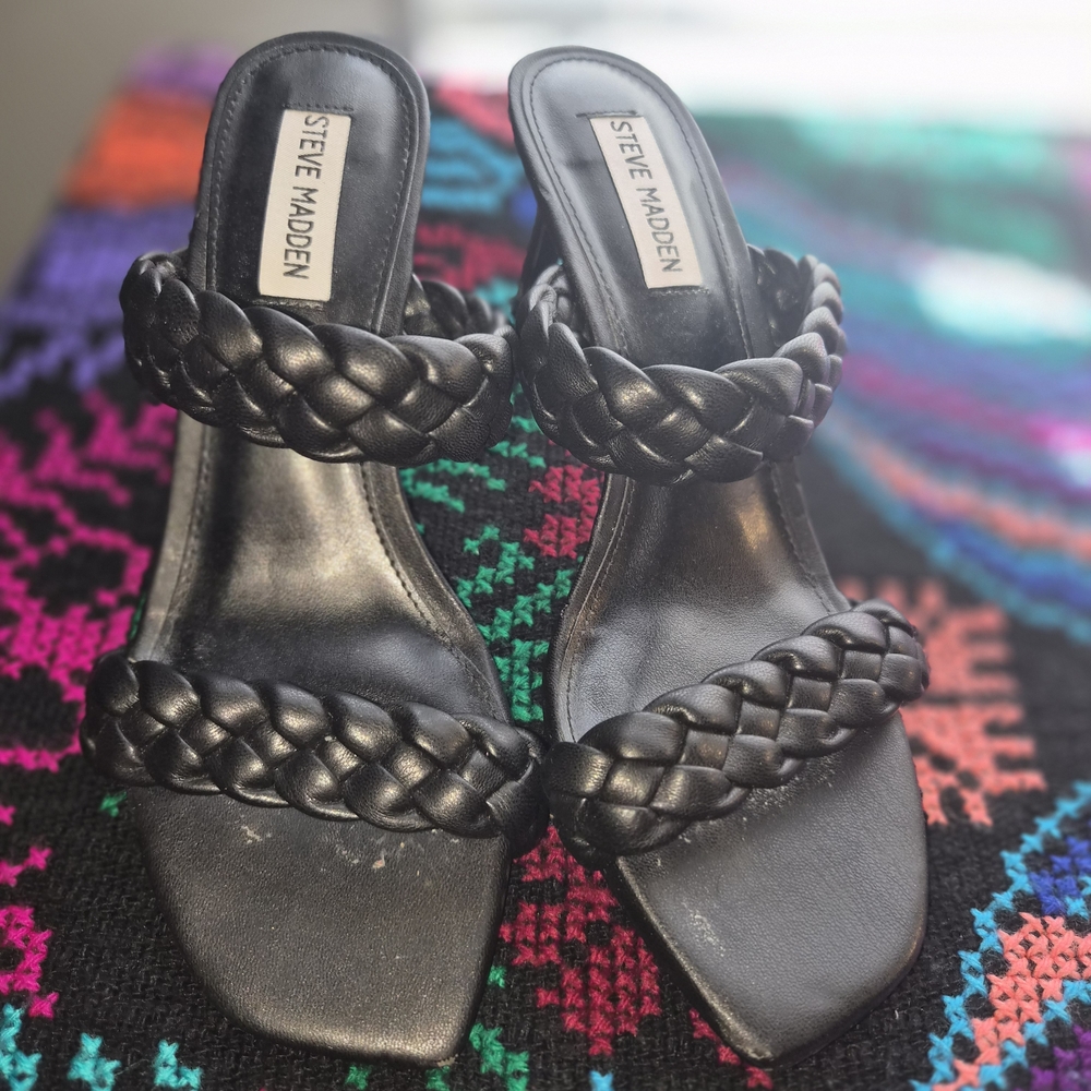 Steve Madden Black Braided Sandals